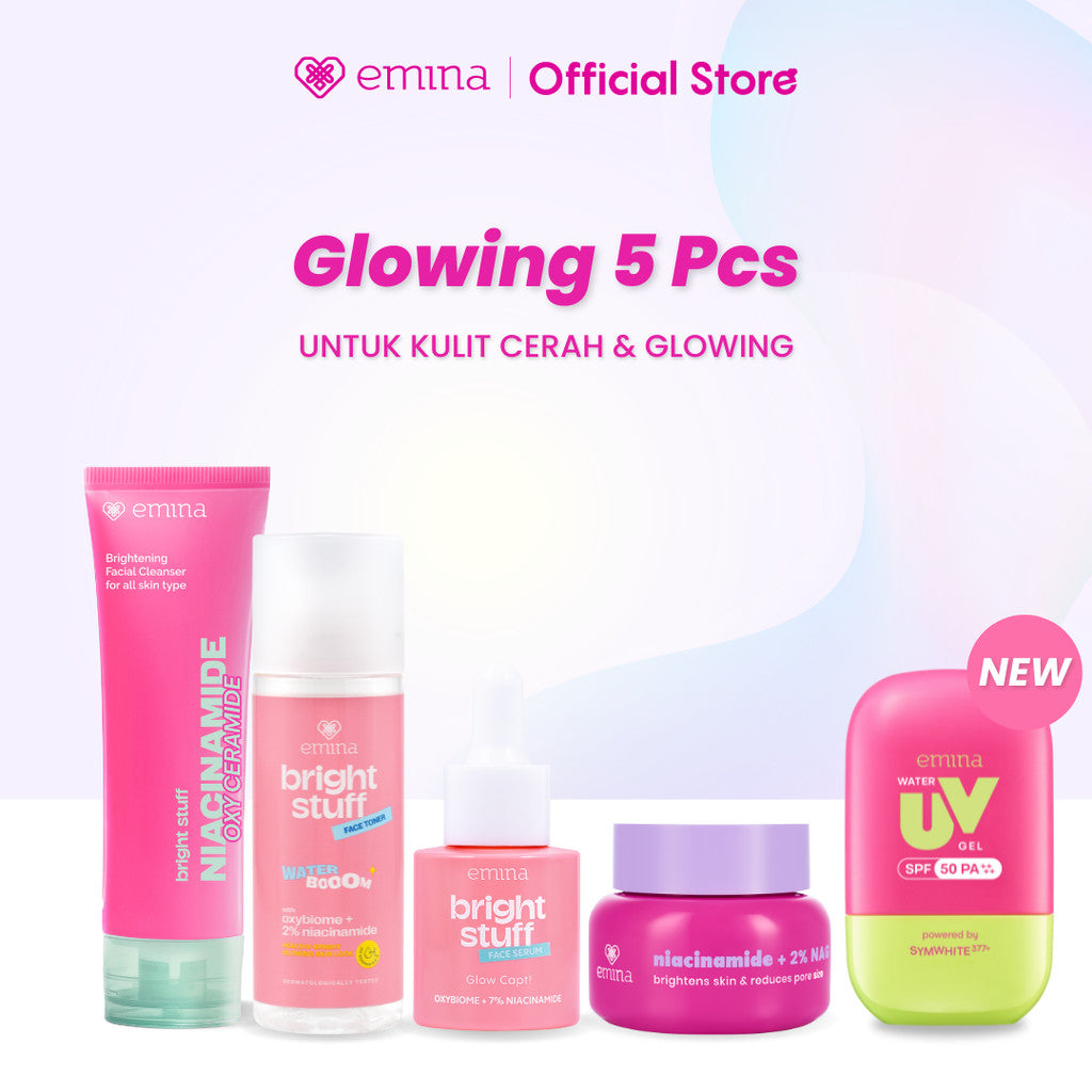 [SPECIAL 11.11] [BRIGHT GLOW SET] Emina Bundle All in 7in1 Face Wash + Exfo Toner + Toner + Serum + Moisturizer Gel + Brightening + Sunscreen Low pH Micellar Water Bright Smooth