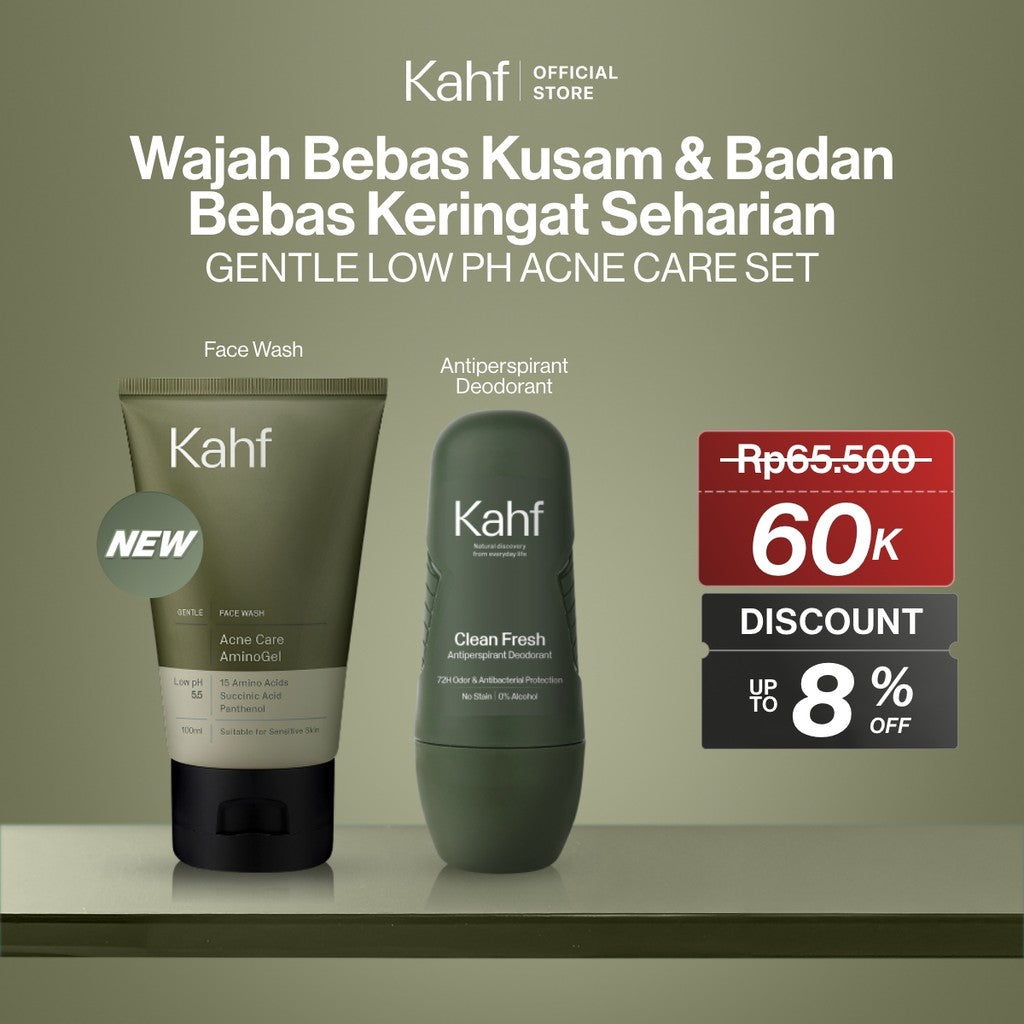 [KAHF BUNDLE 2IN1 PAKET PERAWATAN DAILY USE ESSENTIALS : WAJAH BEBAS KUSAM & BADAN BEBAS KERINGAT SEHARIAN] Paket Personal Care (Face Wash + Deodorant) - Suitable for Daily Use - Purify Set