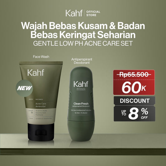 [KAHF BUNDLE 2IN1 PAKET PERAWATAN DAILY USE ESSENTIALS : WAJAH BEBAS KUSAM & BADAN BEBAS KERINGAT SEHARIAN] Paket Personal Care (Face Wash + Deodorant) - Suitable for Daily Use - Purify Set
