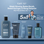 [KAHF BUNDLE 5IN1 PAKET PERAWATAN DAILY USE ESSENTIALS : WAJAH GLOWING, BADAN BERSIH, BEBAS KERINGAT, & WANGI SEHARIAN] Paket Personal Care (Face Wash + Sunscreen + Body Wash + Deodorant + Eau de Toilette) - Suitable for Daily Use