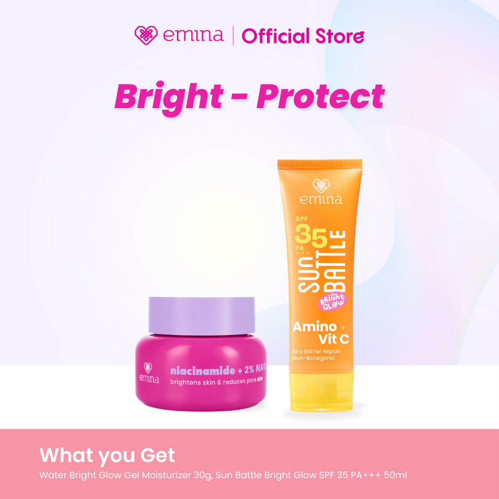 [SPECIAL 11.11] Emina Water Bright Glow Gel Moisturizer 30g | Mencerahkan & Mengurangi Flek Hitam, Kulit Glowing, Meratakan Warna Kulit, Pelembab Seringan Air, Mengandung Niacinamide, Vitamin C