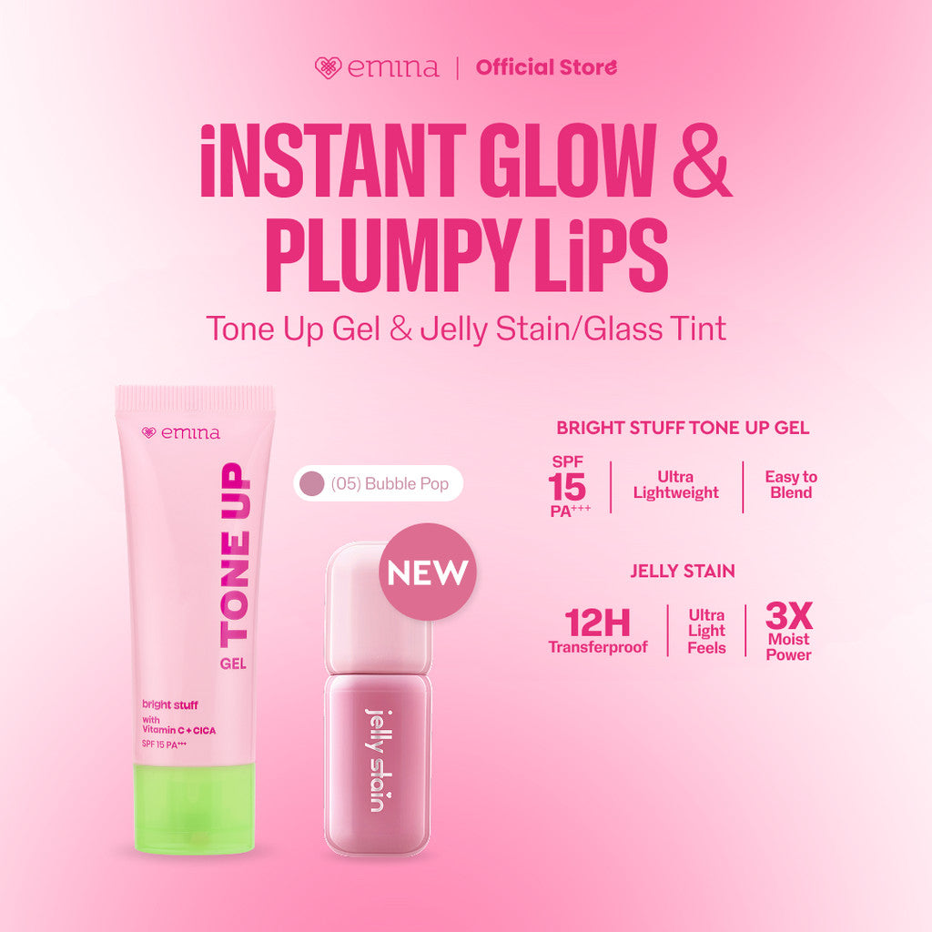 [SPECIAL 11.11] Emina Jelly Stain & Glass Tint - Lip Tint Korea Glossy Ombre Tahan 12 Jam Ringan Longlasting Transferproof SPF 25 Vitamin E Makeup Lip Stain Lembab Lipgloss Lip Matte Lipstick Lip Care Anak Sekolah