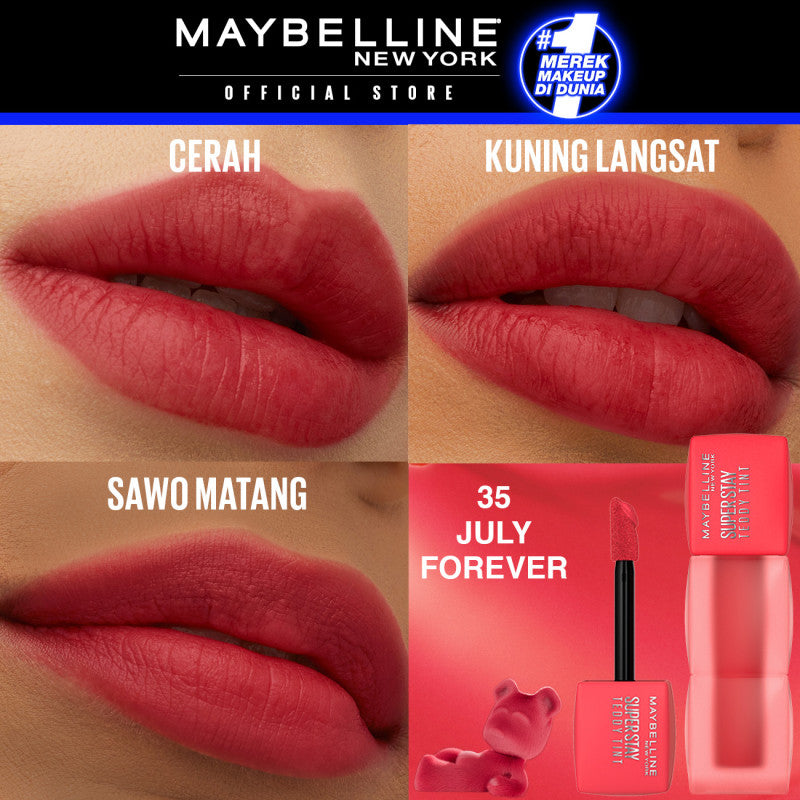 MAYBELLINE OFFICIAL Superstay Teddy Tint 5 mL - Teddy Soft Matte Tahan 12 Jam Lipstick Lipcream Lipstik Perfect Lip Tint