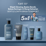 [KAHF BUNDLE 5IN1 PAKET PERAWATAN DAILY USE ESSENTIALS : WAJAH GLOWING, BADAN BERSIH, BEBAS KERINGAT, & WANGI SEHARIAN] Paket Personal Care (Face Wash + Sunscreen + Body Wash + Deodorant + Eau de Toilette) - Suitable for Daily Use