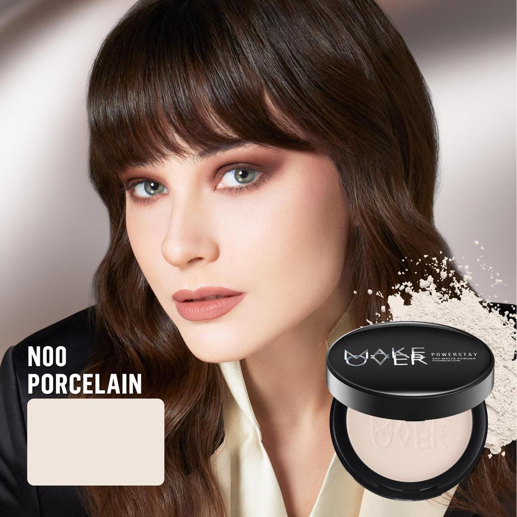 [SPECIAL 11.11] MAKE OVER Powerstay 24H Matte Powder Foundation - Bedak Padat High Coverage Ringan Compact Flawless Make Up Tahan Lama 24 Jam Non-Comedogenic BEST SELLER Poreless Somethin Time Less w Maybe Euphoria Blurring