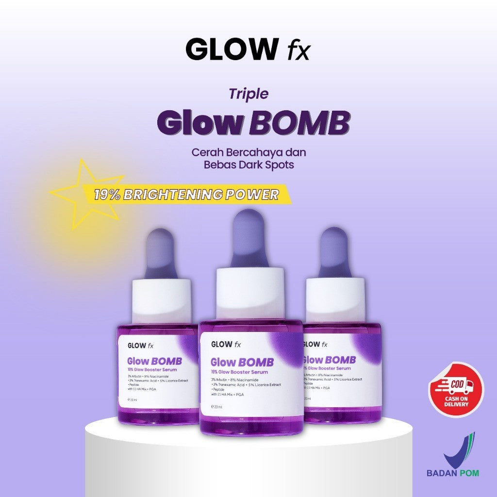 GLOW FX Triple Pack Glow Bomb Serum 20ml 19% Brightening Power Serum Glowing Flek dan Bekas Jerawat