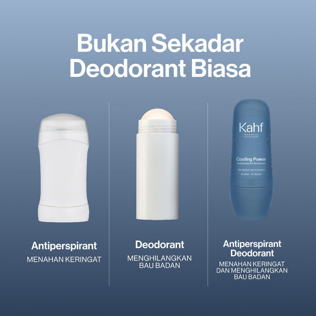 Kahf Cooling Power Antiperspirant Deodorant Roll On 45 ml - Deodoran Pria Memberikan Sensasi Dingin Instan, Kering Sepanjang Hari - Deo Anti Iritasi, Bebas Bau, Tahan Keringat, Wangi Seharian - Suitable for Daily Use