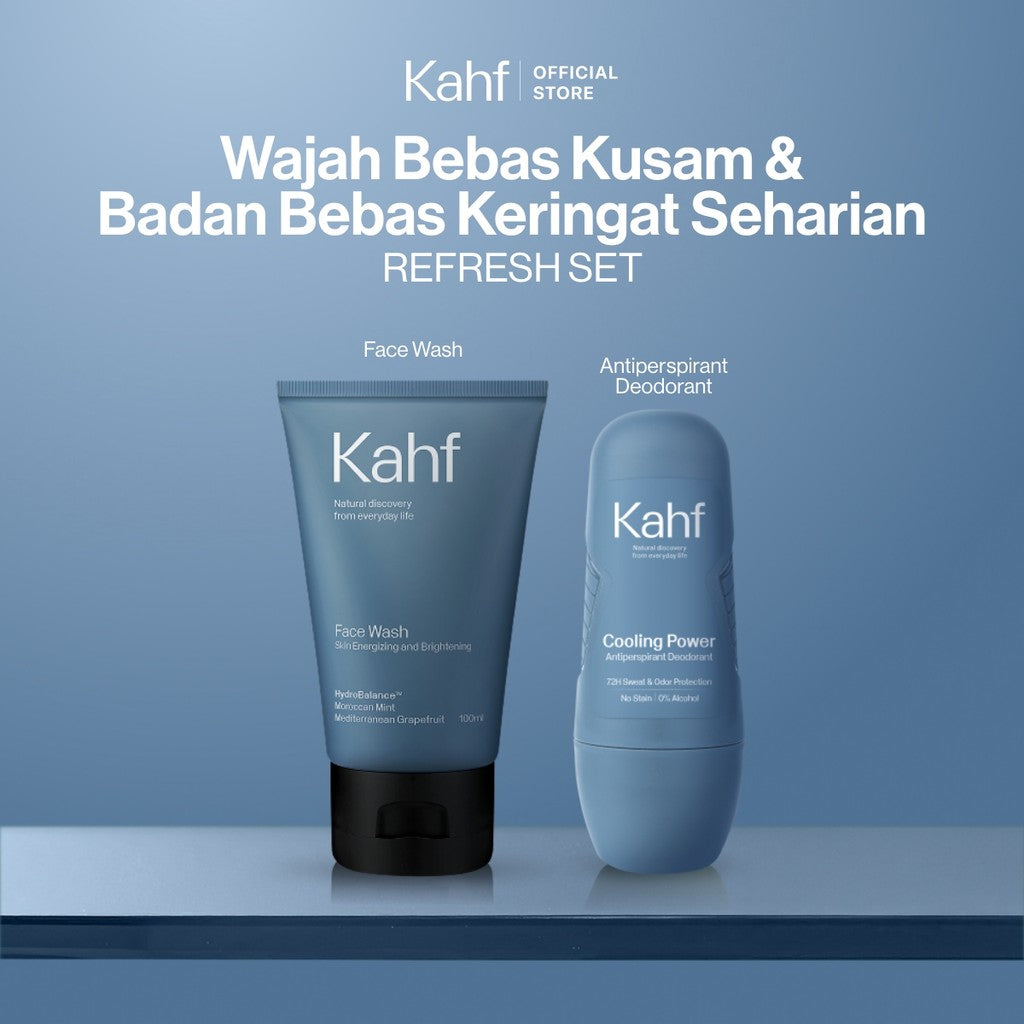 [KAHF BUNDLE 2IN1 PAKET PERAWATAN DAILY USE ESSENTIALS : WAJAH BEBAS KUSAM & BADAN BEBAS KERINGAT SEHARIAN] Paket Personal Care (Face Wash + Deodorant) - Suitable for Daily Use - Purify Set
