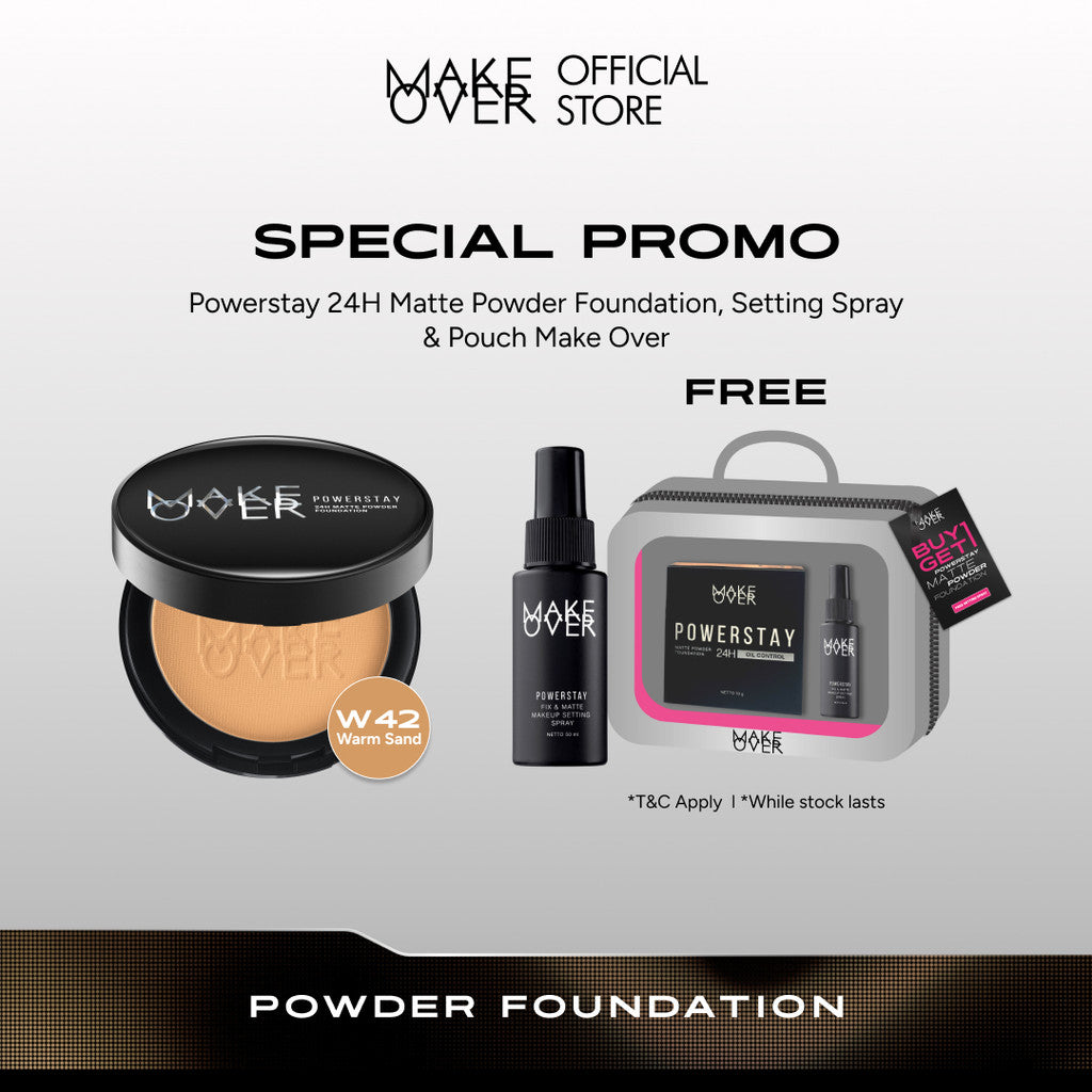 [SPECIAL 11.11] MAKE OVER Powerstay 24H Matte Powder Foundation - Bedak Padat High Coverage Ringan Compact Flawless Make Up Tahan Lama 24 Jam Non-Comedogenic BEST SELLER Poreless Somethin Time Less w Maybe Euphoria Blurring