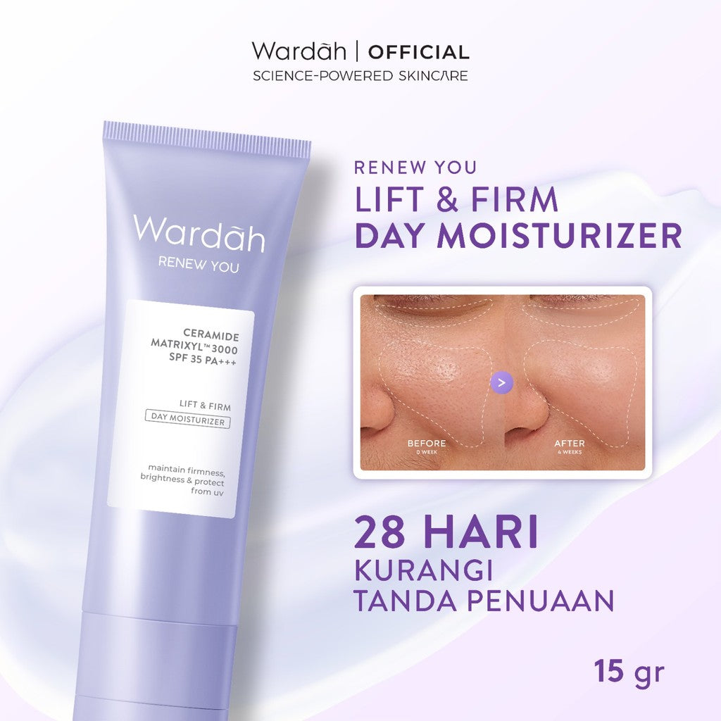 WARDAH Renew You Ceramide Matrixyl™ 3000 Lift & Firm SPF 35 PA+++ Day Moisturizer 15/30 g - Mengurangi kerutan dan garis halus - Mengencangkan Kulit - Pelembab Pagi - Skincare