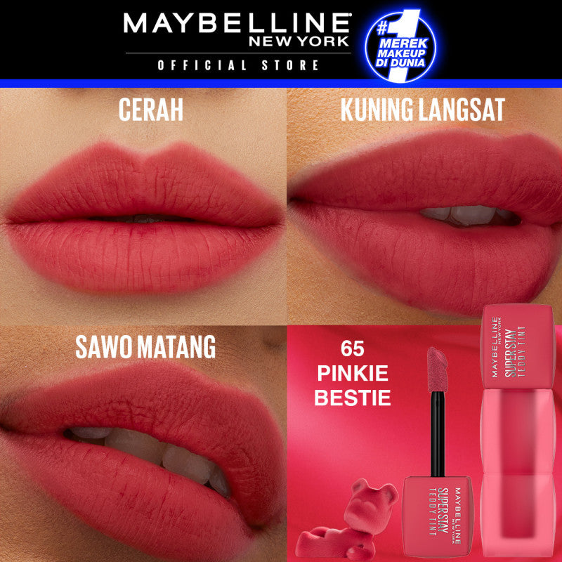 MAYBELLINE OFFICIAL Superstay Teddy Tint 5 mL - Teddy Soft Matte Tahan 12 Jam Lipstick Lipcream Lipstik Perfect Lip Tint