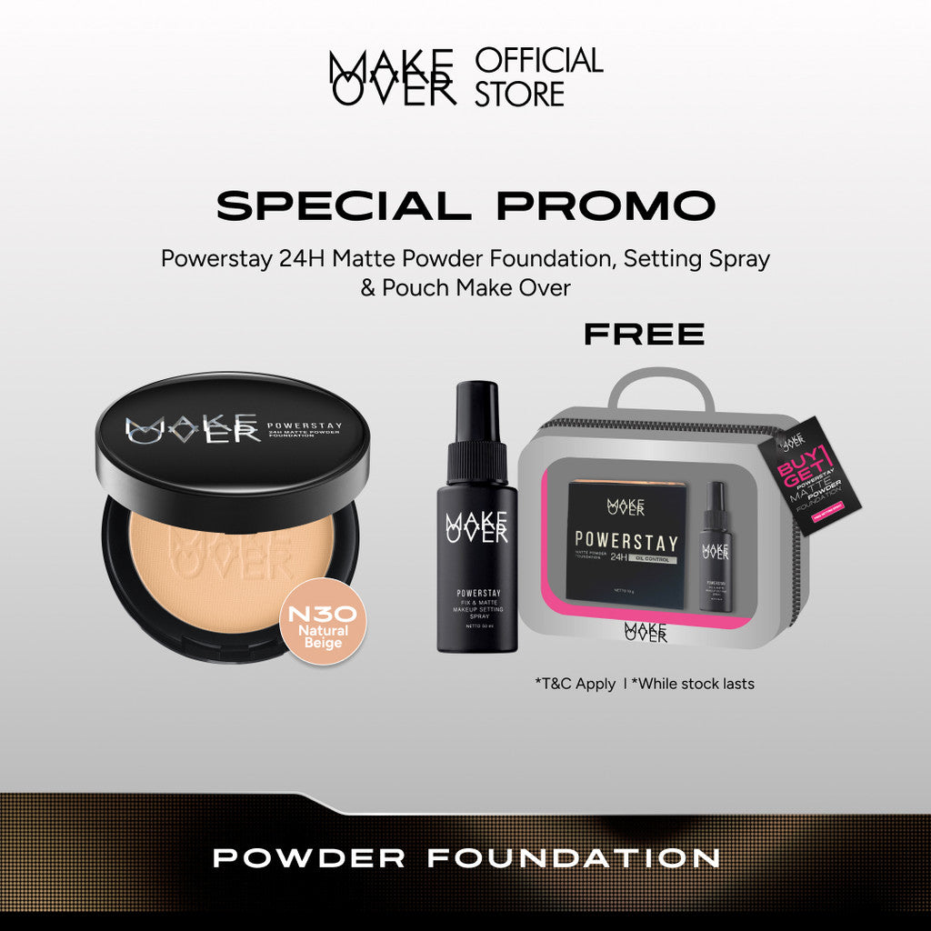 [SPECIAL 11.11] MAKE OVER Powerstay 24H Matte Powder Foundation - Bedak Padat High Coverage Ringan Compact Flawless Make Up Tahan Lama 24 Jam Non-Comedogenic BEST SELLER Poreless Somethin Time Less w Maybe Euphoria Blurring