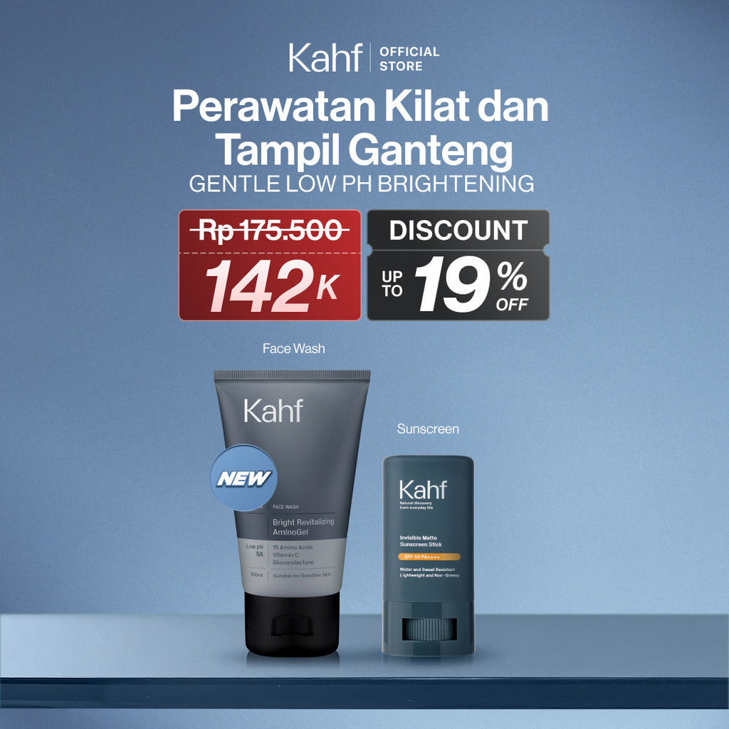 [KAHF BUNDLE 2IN1 PAKET PERAWATAN WAJAH : SKINCARE UNTUK COWOK YANG GAK PUNYA WAKTU PERAWATAN] Paket Perawatan Kilat & Tampil Ganteng (Face Wash + Sunscreen Stick) - Suitable for Daily Use