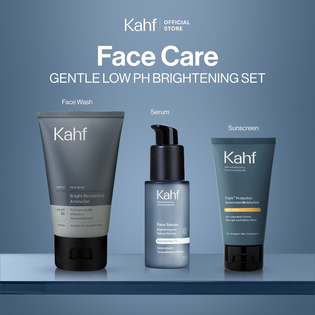 [KAHF BUNDLE 3IN1 PAKET PERAWATAN WAJAH : WAJAH ANTI KETARIK, LEMBAB, & TERLINDUNGI SEHARIAN] Paket Face Care Expert Complete Kit (Face Wash + Serum + Sunscreen Moisturizer) - Suitable for Daily Use
