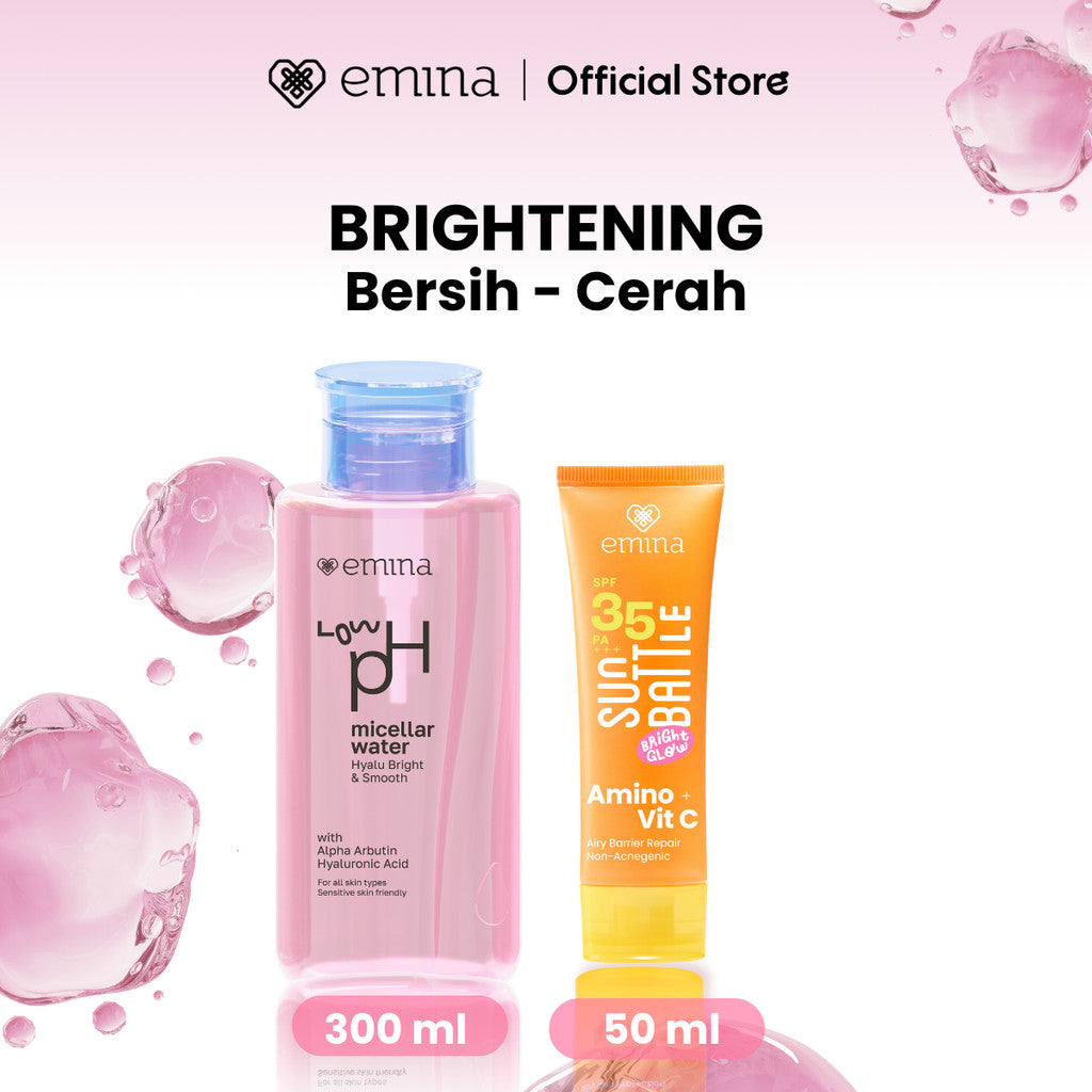 [SPECIAL 11.11] Emina Low pH Micellar Water Complete Series - Kering dan Kusam, Berminyak dan Berjerawat, Kulit Sensitif 125ml & 300ml | Pembersih Wajah Gentle Makeup Remover Double Cleansing Acne Skin Mencerahkan Menghaluskan Brightening Glowing
