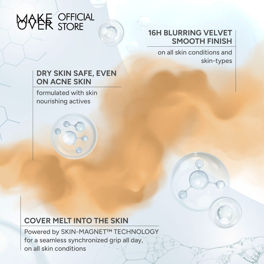 [SPECIAL 11.11] NEW! MAKE OVER Perfect Cover Powder Foundation - TWC Two Way Cake Cover Melt and Blur Powder 16H Blurring Velvet Smooth Finish Bedak Padat Compact High Coverage Ringan Wajah Flawless Make Up Tahan Lama Non-Comedogenic BEST SELLER