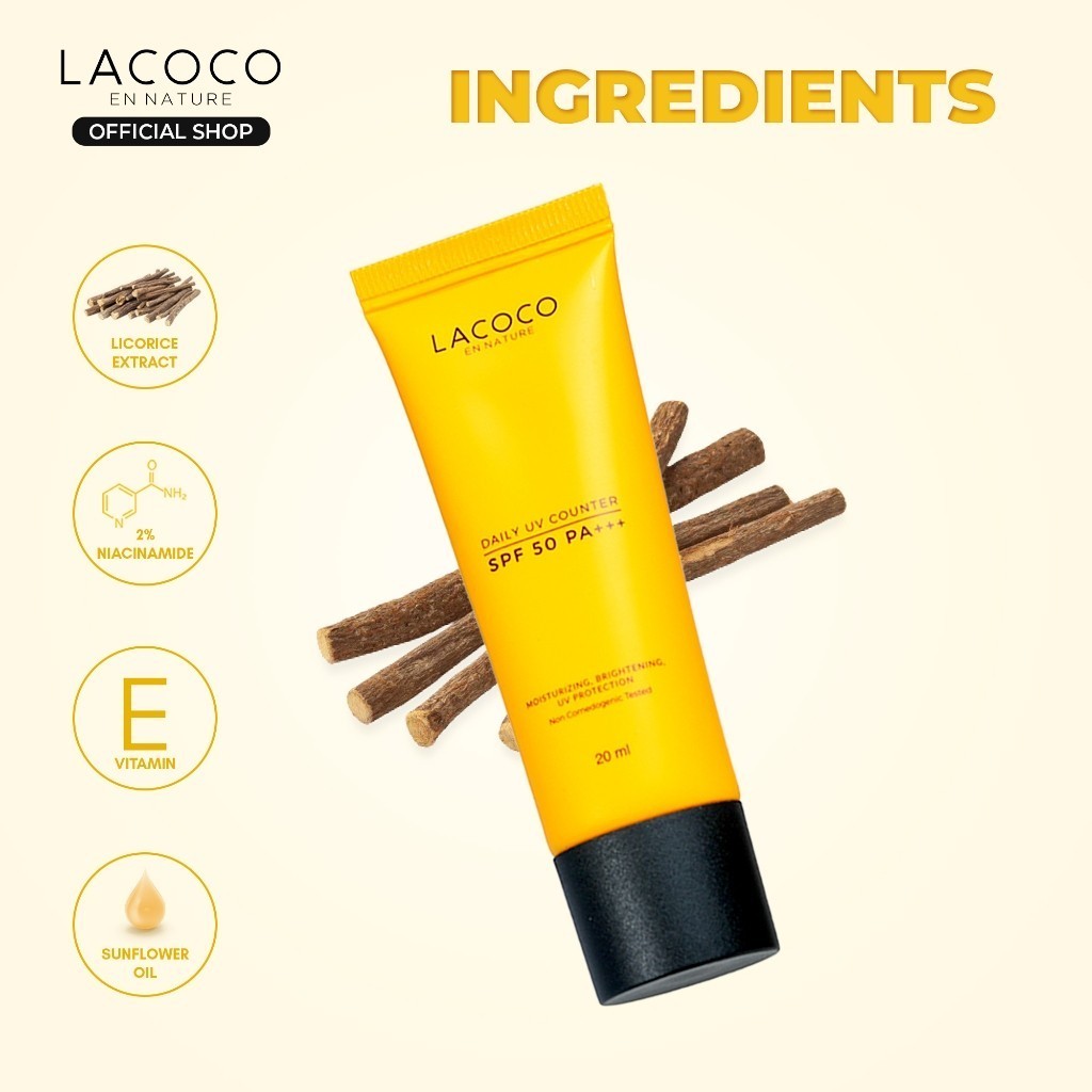 [SPECIAL PRICE 111K] [Twin Pack] Lacoco Sunscreen Daily UV Counter SPF 50 PA+++ - Sunscreen Non Comedogenic/Melindungi Kulit dari Sinar UV