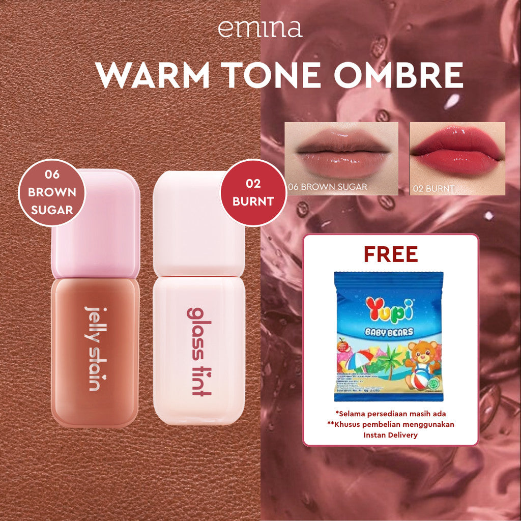 [SPECIAL 11.11] Emina Jelly Stain & Glass Tint - Lip Tint Korea Glossy Ombre Tahan 12 Jam Ringan Longlasting Transferproof SPF 25 Vitamin E Makeup Lip Stain Lembab Lipgloss Lip Matte Lipstick Lip Care Anak Sekolah