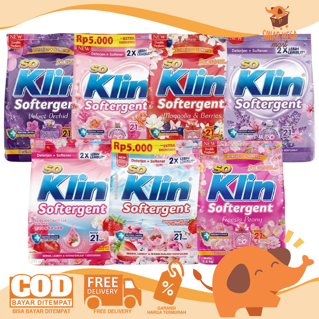 Soklin Powder Softergent 215gr / Deterjen Sabun Bubuk Cuci Baju Murah