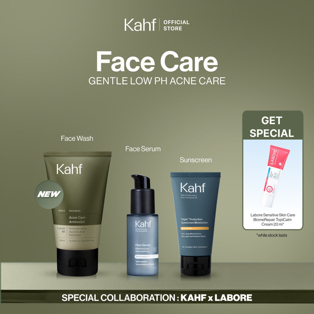 [KAHF BUNDLE 3IN1 PAKET PERAWATAN WAJAH : WAJAH ANTI KETARIK, LEMBAB, & TERLINDUNGI SEHARIAN] Paket Face Care Expert Complete Kit (Face Wash + Serum + Sunscreen Moisturizer) - Suitable for Daily Use