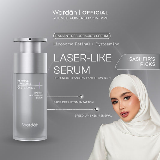 [Wardah Exclusive Member] Wardah Radiant Resurfacing Retinal Cysteamine Serum 30 ml - Serum Pencerah, Penghilang Kerutan, Retinol, Laser Effect, Renewal, Peeling - Skincare