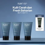 [SPECIAL 11.11 : B3G4 - KAHF BUNDLE 3IN1 PAKET FACIAL WASH] Triple Pack Face Wash 100 ml - Sabun Cuci Muka Pria Brightening, Acne, Oily, Comedo, Sensitive Skin - Wajah Glowing, Jerawat Hilang, Bebas Minyak - Gentle Cleanser Low pH for Daily Use