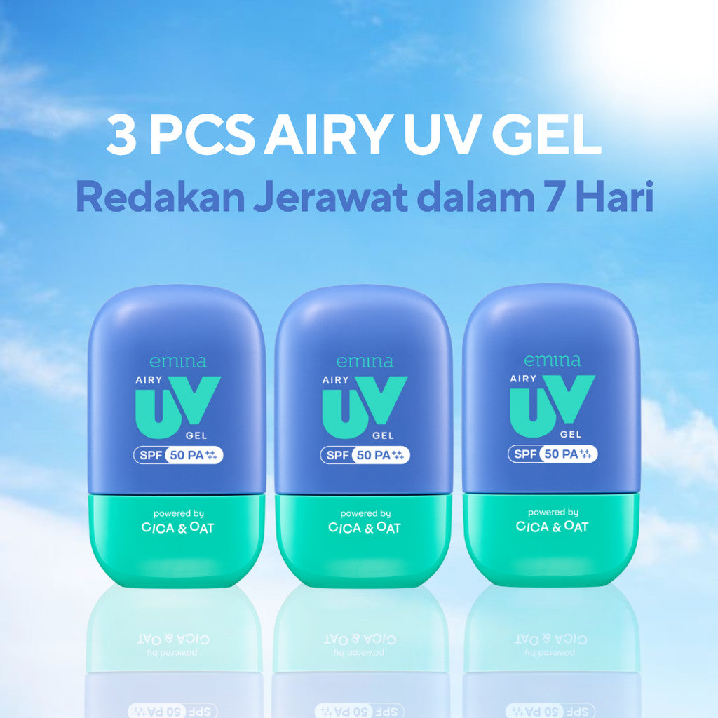 [SPECIAL 11.11] NEW! Emina UV Gel Sunscreen SPF 50 PA++++ Series - Sunscreen Wajah, Sunscreen Gel, Melindungi dari Sinar UV, No Whitecast, No Comedogenic, Cepat Menyerap, Lembut, Mencerahkan, Melembapkan, Mengandung Symwhite 377+, Cica, Oat, Cocok Untuk S