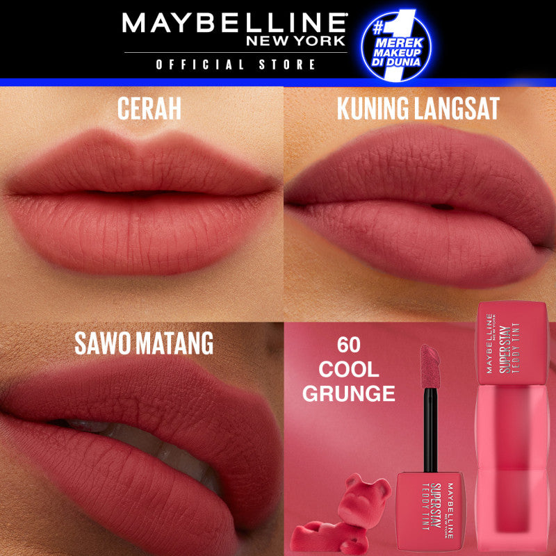 MAYBELLINE OFFICIAL Superstay Teddy Tint 5 mL - Teddy Soft Matte Tahan 12 Jam Lipstick Lipcream Lipstik Perfect Lip Tint