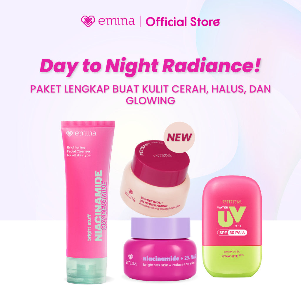 [SPECIAL 11.11] [BRIGHT GLOW SET] Emina Bundle All in 7in1 Face Wash + Exfo Toner + Toner + Serum + Moisturizer Gel + Brightening + Sunscreen Low pH Micellar Water Bright Smooth