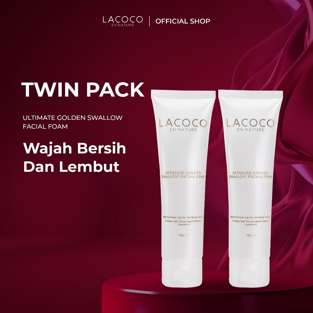 [SPECIAL PRICE 111K] [Twin Pack] Lacoco Ultimate Golden Swallow Facial Foam 100ml - Facial Wash Pembersih Wajah Tanpa Rasa Kering