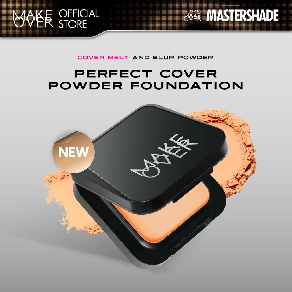 [SPECIAL 11.11] NEW! MAKE OVER Perfect Cover Powder Foundation - TWC Two Way Cake Cover Melt and Blur Powder 16H Blurring Velvet Smooth Finish Bedak Padat Compact High Coverage Ringan Wajah Flawless Make Up Tahan Lama Non-Comedogenic BEST SELLER