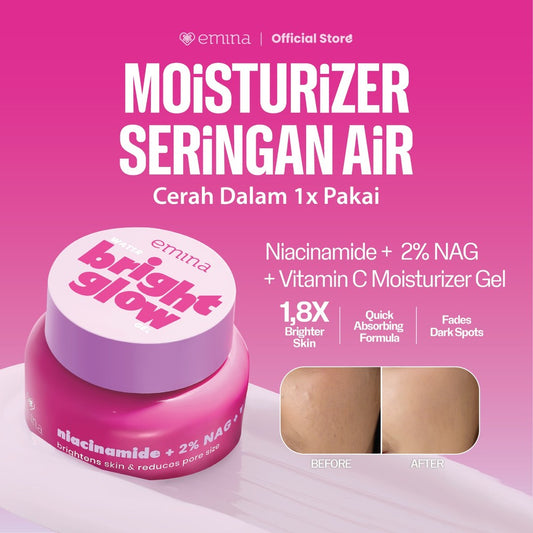 [SPECIAL 11.11] Emina Water Bright Glow Gel Moisturizer 30g | Mencerahkan & Mengurangi Flek Hitam, Kulit Glowing, Meratakan Warna Kulit, Pelembab Seringan Air, Mengandung Niacinamide, Vitamin C