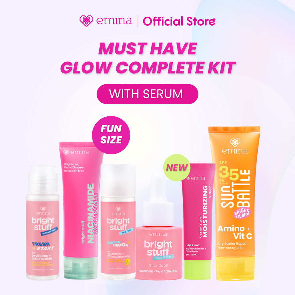 [SPECIAL 11.11] [MUST HAVE] GLOW COMPLETE KIT EMINA BRIGHT STUFF ISI 5 (Micellar Water, Face Wash, Toner, Serum, Moisturizing Cream)