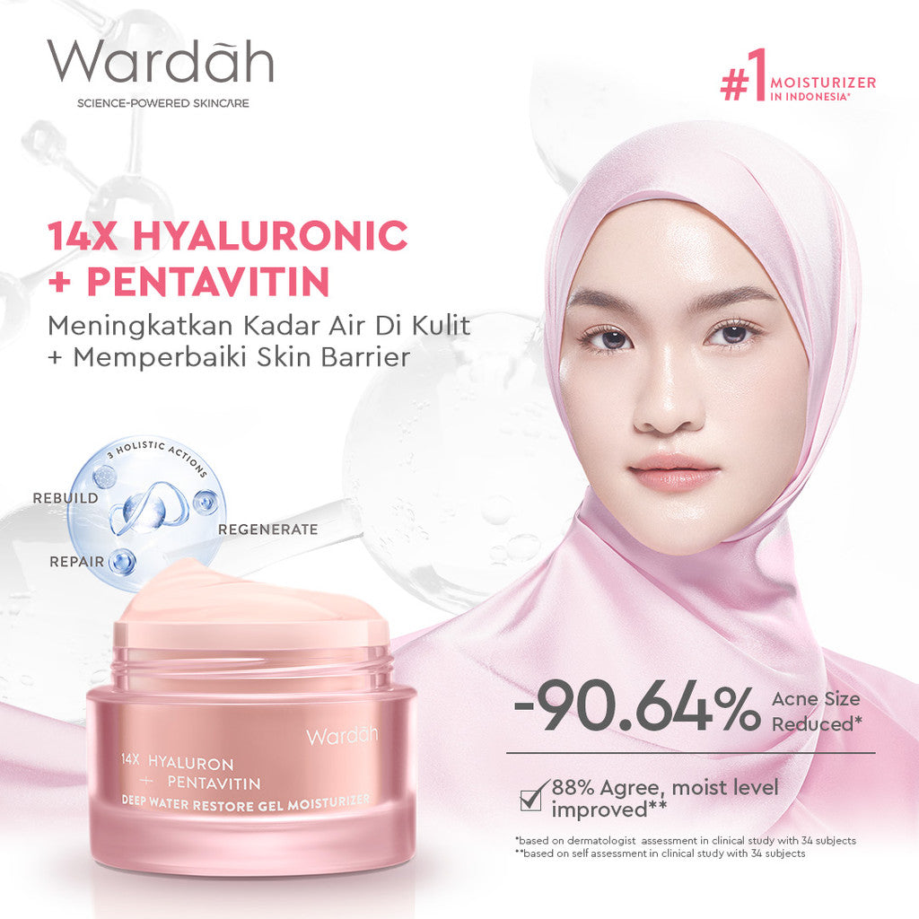 [Wardah Exclusive Member] WARDAH Gel Moisturizer Series 30 g - NEW! Collagen Moist, Tranexamic Alpha Arbutin, Symradiance, Cica Complex + Panthenol Ceramide, 14X Hyaluronic + Pentavitin, Vitamin C + Adenosine - Skincare