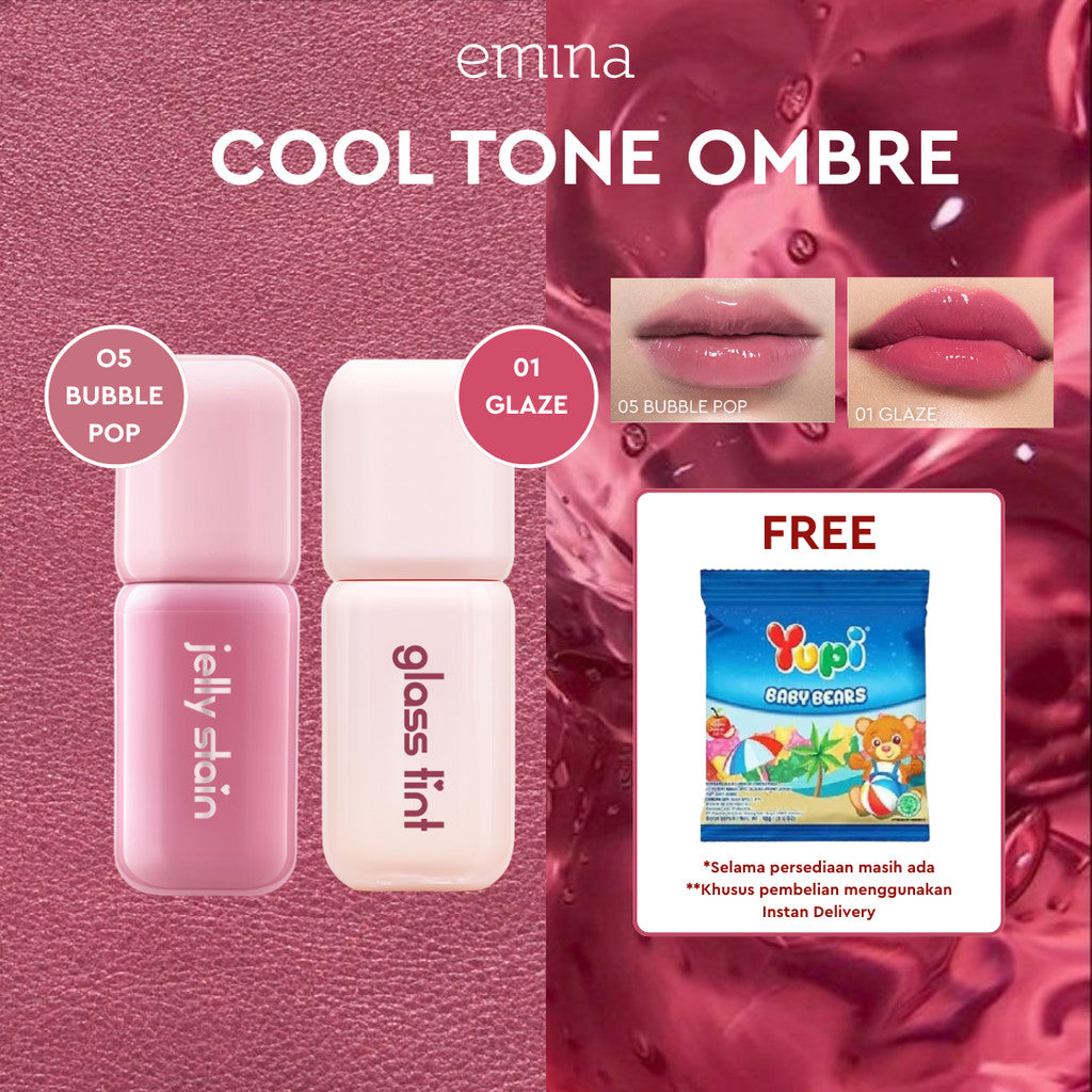 [SPECIAL 11.11] Emina Jelly Stain & Glass Tint - Lip Tint Korea Glossy Ombre Tahan 12 Jam Ringan Longlasting Transferproof SPF 25 Vitamin E Makeup Lip Stain Lembab Lipgloss Lip Matte Lipstick Lip Care Anak Sekolah