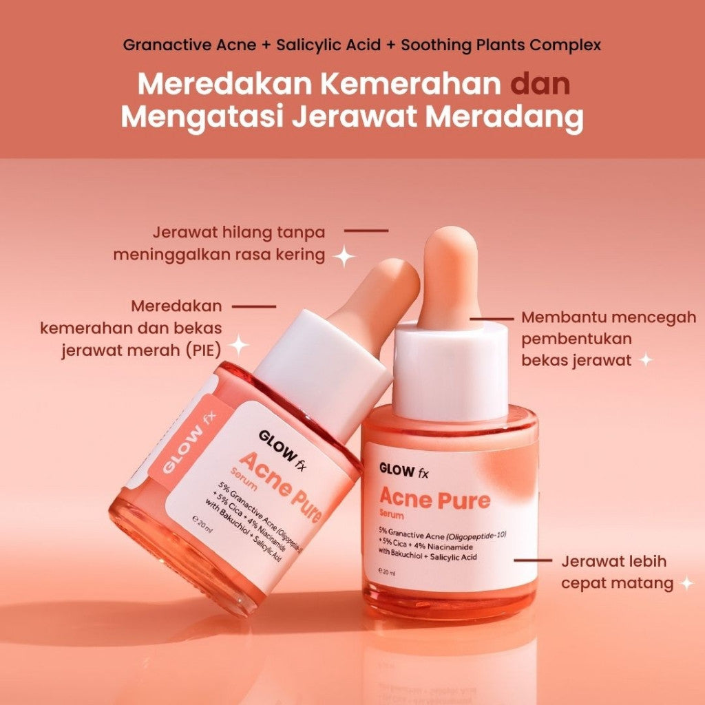 GLOW FX Triple Pack Acne Pure Serum 20ml Serum Jerawat Meradang dan Hempas Jerawat Batu Tanpa Bekas