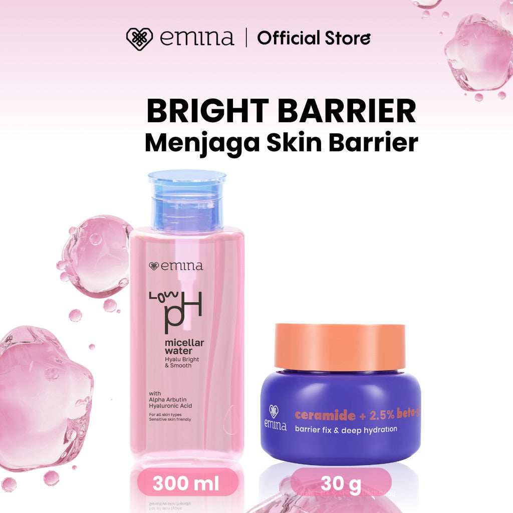 [SPECIAL 11.11] Emina Low pH Micellar Water Complete Series - Kering dan Kusam, Berminyak dan Berjerawat, Kulit Sensitif 125ml & 300ml | Pembersih Wajah Gentle Makeup Remover Double Cleansing Acne Skin Mencerahkan Menghaluskan Brightening Glowing
