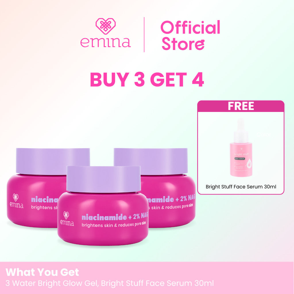 [SPECIAL 11.11] Emina Water Bright Glow Gel Moisturizer 30g | Mencerahkan & Mengurangi Flek Hitam, Kulit Glowing, Meratakan Warna Kulit, Pelembab Seringan Air, Mengandung Niacinamide, Vitamin C