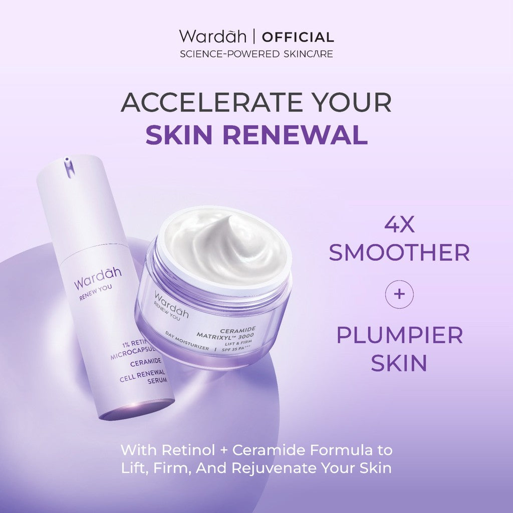 WARDAH Renew You Ceramide Matrixyl™ 3000 Lift & Firm SPF 35 PA+++ Day Moisturizer 15/30 g - Mengurangi kerutan dan garis halus - Mengencangkan Kulit - Pelembab Pagi - Skincare