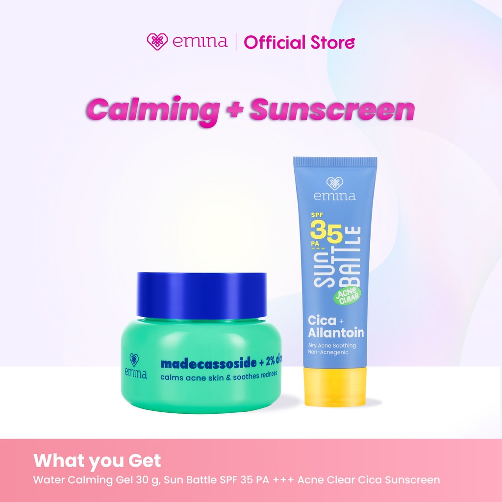 [SPECIAL 11.11] Emina Water Gel Moisturizer 30 g Hydrating - Paket 2in1 Moisturizer, Sunscreen, Face Wash | Mencerahkan & Mengurangi Flek