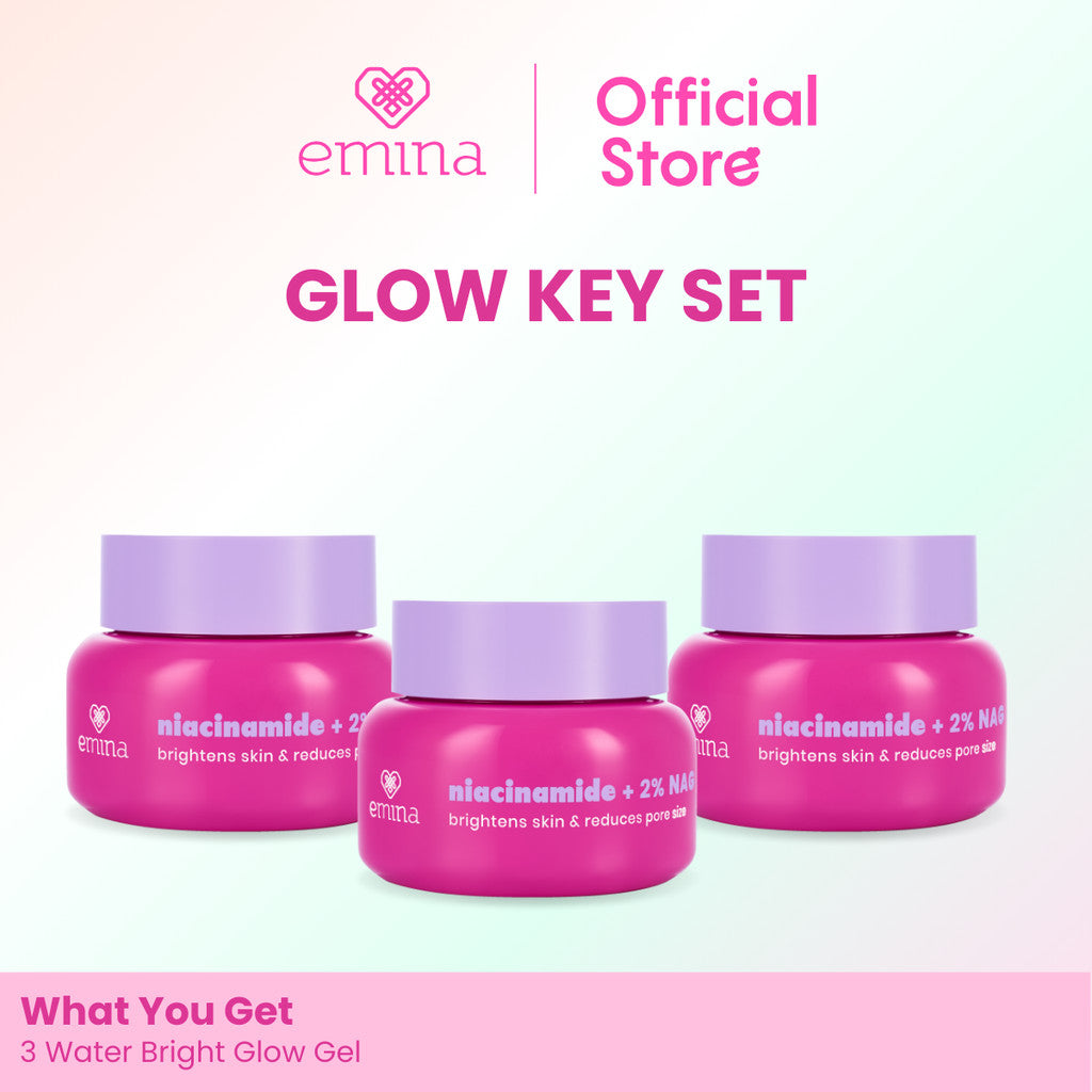 [SPECIAL 11.11] Emina Water Bright Glow Gel Moisturizer 30g | Mencerahkan & Mengurangi Flek Hitam, Kulit Glowing, Meratakan Warna Kulit, Pelembab Seringan Air, Mengandung Niacinamide, Vitamin C