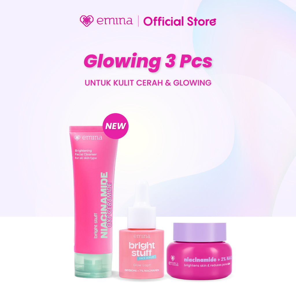 [SPECIAL 11.11] [BRIGHT GLOW SET] Emina Bundle All in 7in1 Face Wash + Exfo Toner + Toner + Serum + Moisturizer Gel + Brightening + Sunscreen Low pH Micellar Water Bright Smooth