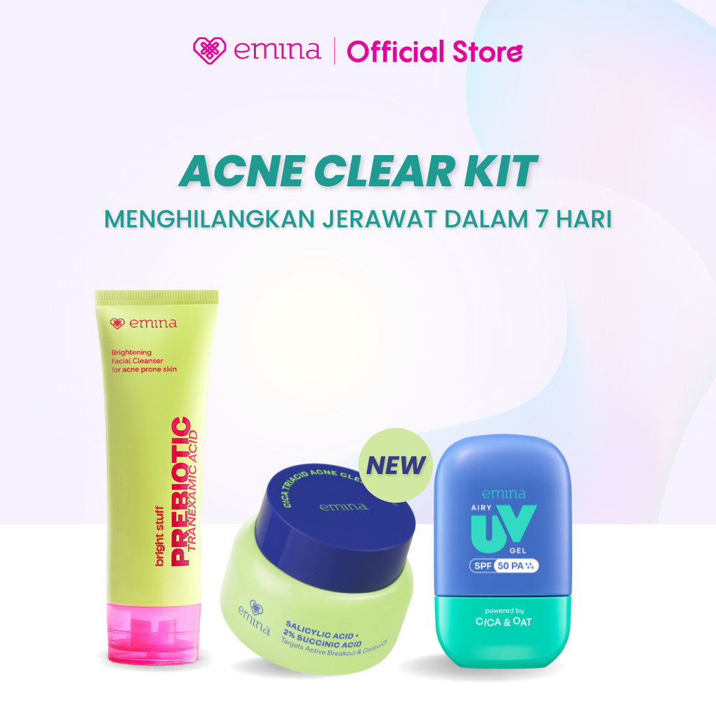 [SPECIAL 11.11] [BRIGHT GLOW SET] Emina Bundle All in 7in1 Face Wash + Exfo Toner + Toner + Serum + Moisturizer Gel + Brightening + Sunscreen Low pH Micellar Water Bright Smooth