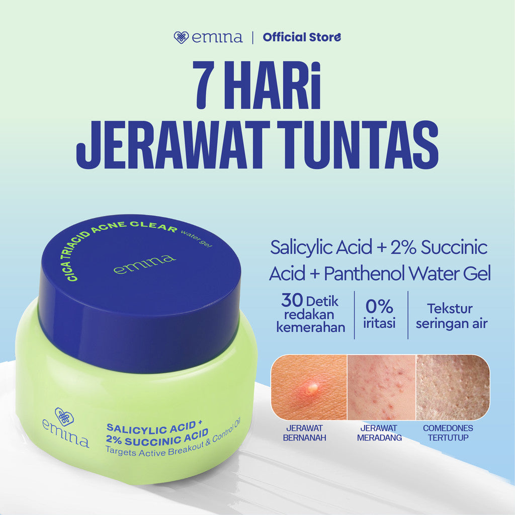 [SPECIAL 11.11] Emina Water Bright Glow Gel Moisturizer 30g | Mencerahkan & Mengurangi Flek Hitam, Kulit Glowing, Meratakan Warna Kulit, Pelembab Seringan Air, Mengandung Niacinamide, Vitamin C