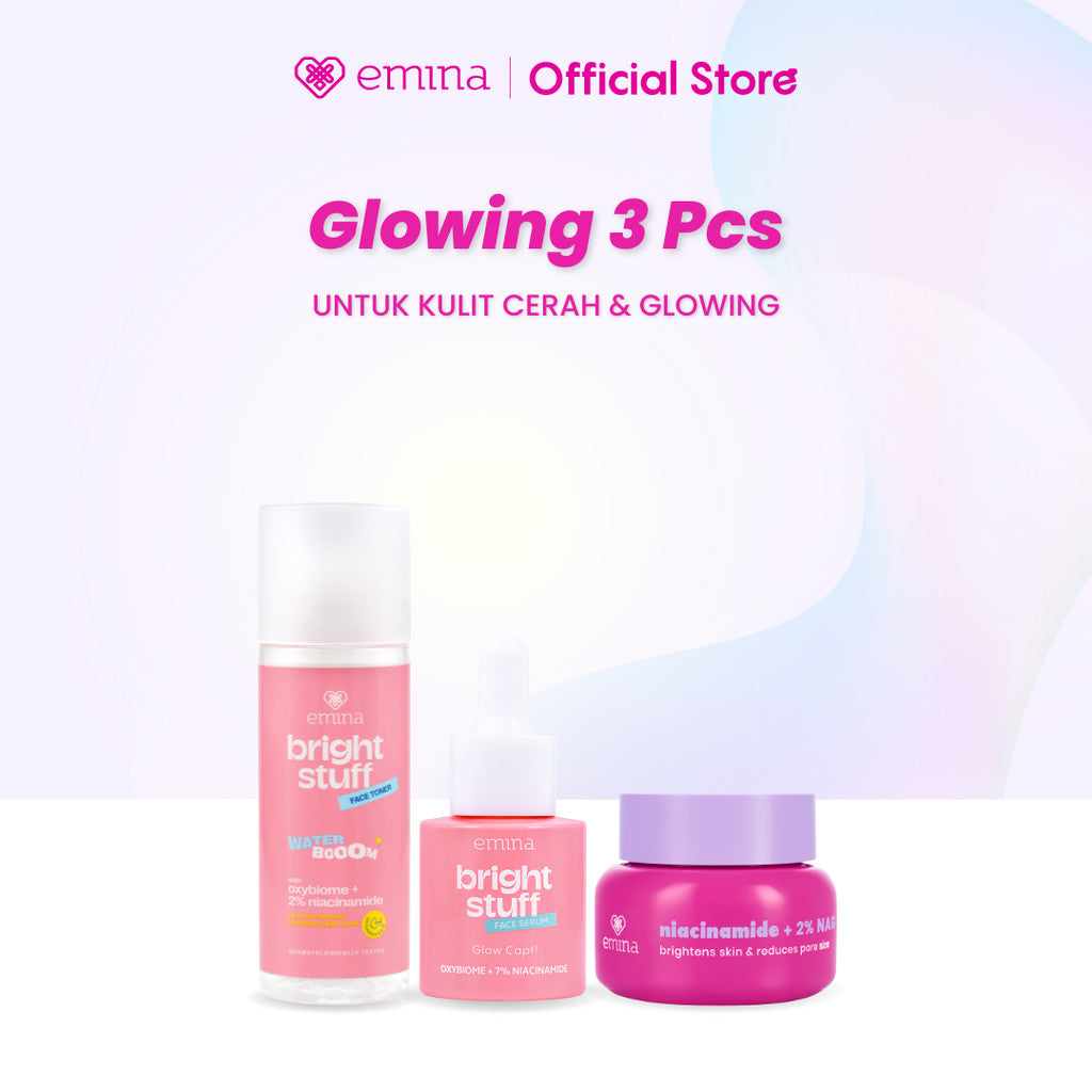 [SPECIAL 11.11] [BRIGHT GLOW SET] Emina Bundle All in 7in1 Face Wash + Exfo Toner + Toner + Serum + Moisturizer Gel + Brightening + Sunscreen Low pH Micellar Water Bright Smooth