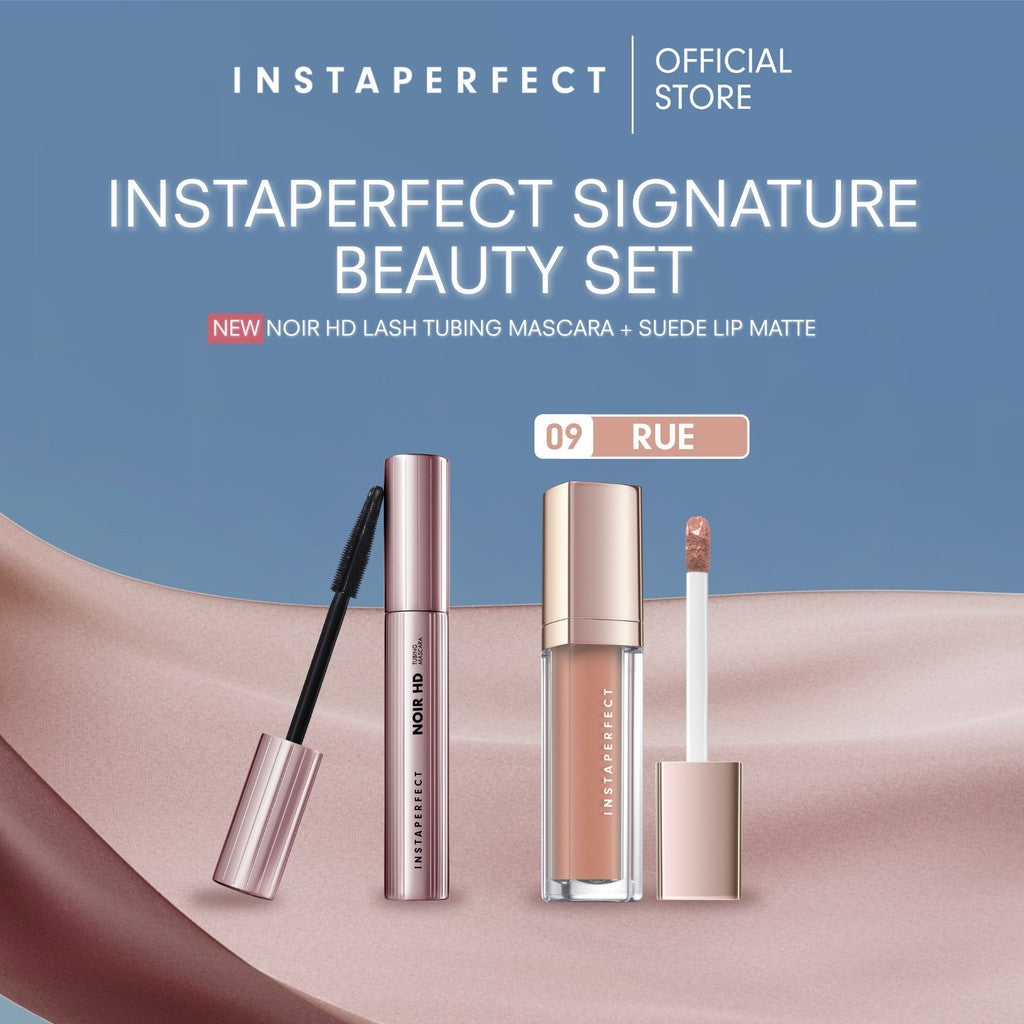 Instaperfect Signature Beauty Set: Bundle Suede Lip Matte + Noir HD Lash Tubing Mascara- Beauty Make Up Set untuk tampilan flawless- Mascara Peel Off - Lip Cream- Lip Matte