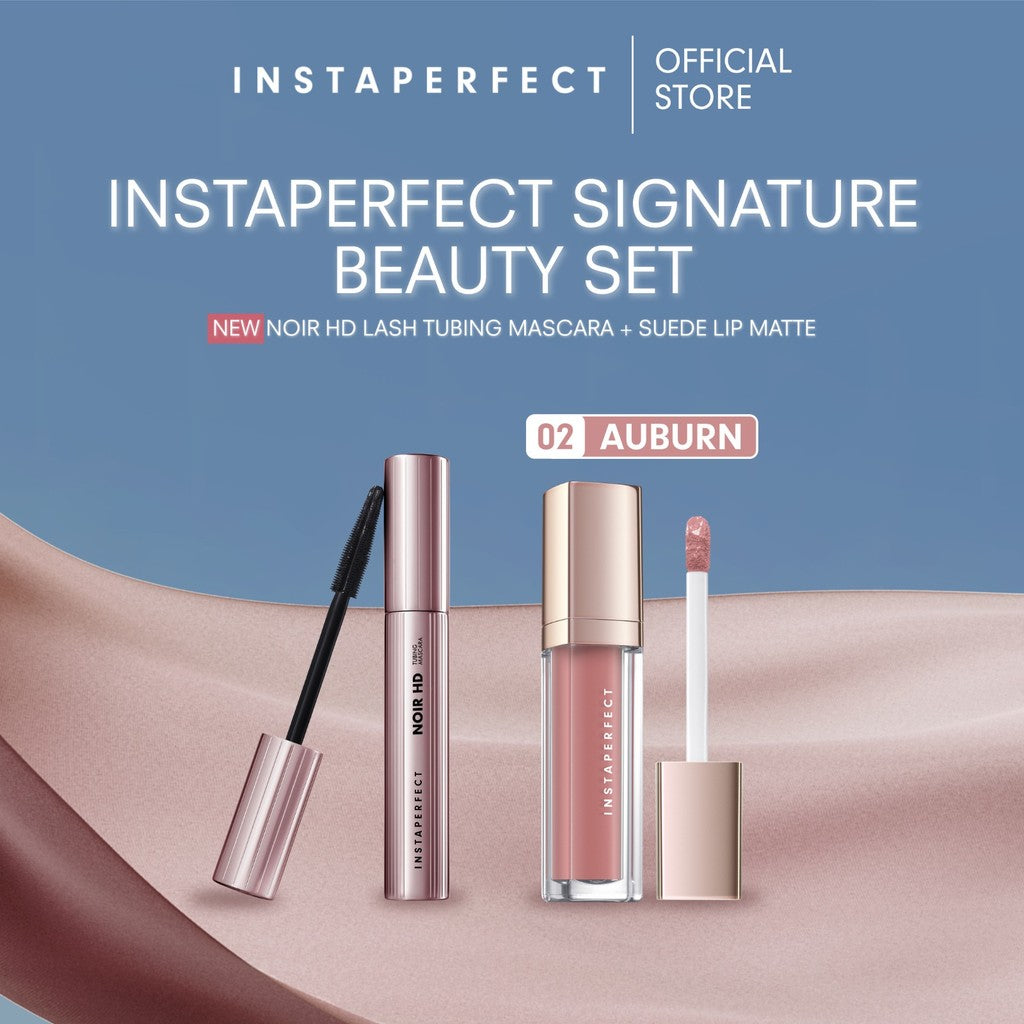 Instaperfect Signature Beauty Set: Bundle Suede Lip Matte + Noir HD Lash Tubing Mascara- Beauty Make Up Set untuk tampilan flawless- Mascara Peel Off - Lip Cream- Lip Matte