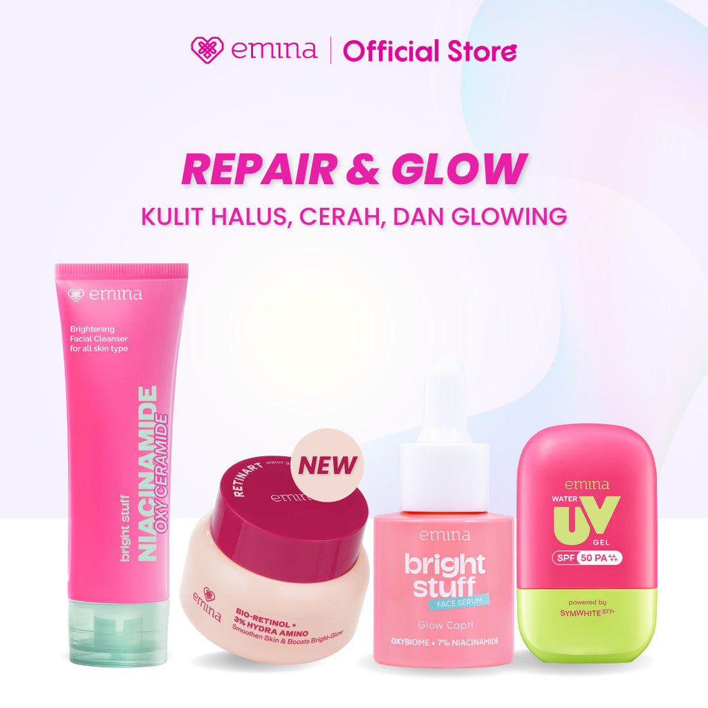[SPECIAL 11.11] [MUST HAVE] GLOW COMPLETE KIT EMINA BRIGHT STUFF ISI 5 (Micellar Water, Face Wash, Toner, Serum, Moisturizing Cream)