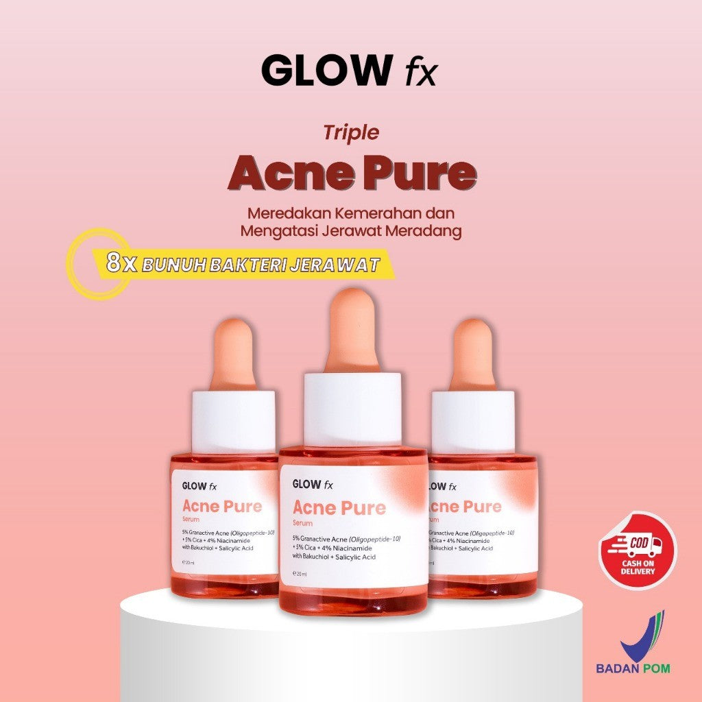 GLOW FX Triple Pack Acne Pure Serum 20ml Serum Jerawat Meradang dan Hempas Jerawat Batu Tanpa Bekas