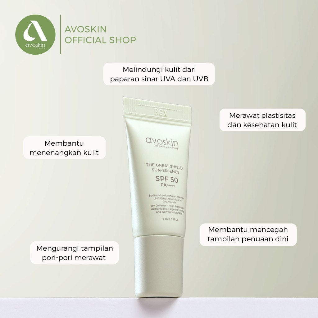 [SPECIAL PRICE] Sunscreen Avoskin The Great Shield SPF 50 PA++++ 5ml-Kulit Berminyak Finish Matte